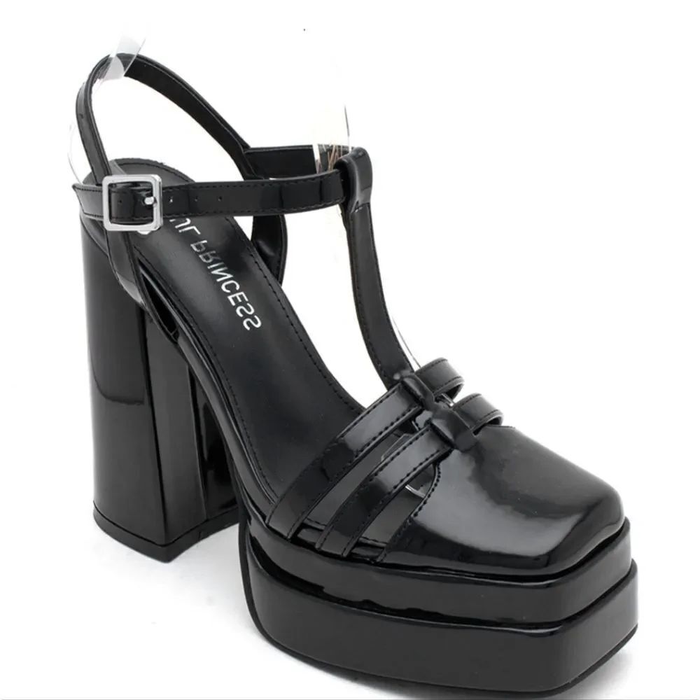 BRAND NEW SOUL PRINCESS PLAIN PLATFORM ANKLE CURVE WIDE HIGH HEEL SAND… S2